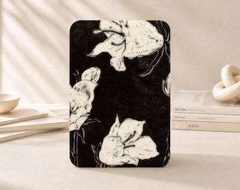 Donkere tulpvormige, op maat gemaakte magnetische Kindle-hoes voor PaperWhite 12/11, Kindle Colorsoft met riempje, Kindle 11/10, Kindle Scribe en Kobo Clara Color