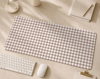 Muismat met ruitjespatroon en gestikte randen, bureauonderlegger op maat, schrijfmat voor kinderen, bureauaccessoire op maat, antislip bureauonderlegger voor werk en gaming