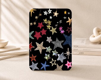 Sterrencollage op maat gemaakt magnetisch Kindle-hoesje voor PaperWhite 12/11e, Kindle Colorsoft met riempje, Kindle 11/10e, Kindle Scribe, Kobo Clara Color