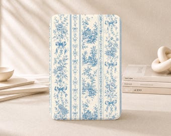 Magnetische Kindle-Hülle mit Blumenmuster und Streifenmuster für PaperWhite 12/11. Generation, Kindle Colorsoft mit Tragegurt, Kindle 11/10. Generation, Kindle Scribe und Kobo Clara Color
