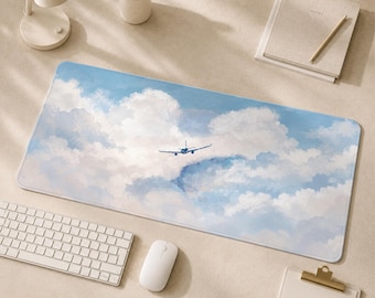 Sky Voyage muismat met gestikte randen, bureauonderlegger op maat, schrijfmat voor kinderen, bureauaccessoire op maat, antislip bureauonderlegger voor op het werk