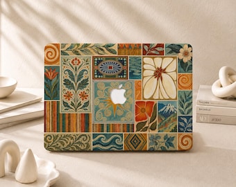 Étui vintage Tiles pour MacBook Air 2026 M5, MacBook Pro 16/15/14/13 pouces, MacBook Air 15/13 pouces, MacBook Neo A18 et MacBook Retina 15 pouces.