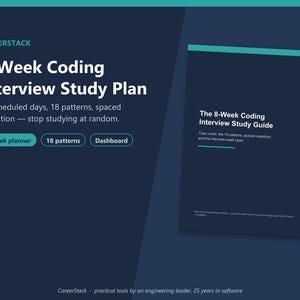 Plan d'étude pour entretien technique | Planificateur de préparation LeetCode sur 8 semaines (Excel + Guide d'étude PDF) | Modèle de suivi de préparation aux entretiens d'ingénieur logiciel