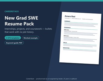 Szablon CV dla inżyniera oprogramowania na poziomie podstawowym ATS | Pakiet CV dla absolwenta SWE w formacie Word | CV studenta informatyki + list motywacyjny + przewodnik po słowach kluczowych