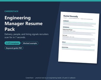 Plantilla de currículum para gerente de ingeniería compatible con ATS / Paquete de currículum para gerente de ingeniería en formato Word y Docx / Carta de presentación + Guía de palabras clave para ATS / Paquete de currículum para gerente de tecnología