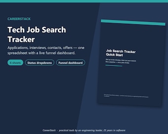 Plantilla de Excel para el seguimiento de la búsqueda de empleo / Hoja de cálculo para el seguimiento de solicitudes de empleo con panel de control, registro de entrevistas, comparación de ofertas / Herramienta para la carrera profesional en el sector tecnológico