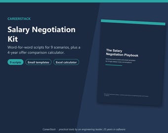 Zestaw skryptów do negocjacji płacowych | Podręcznik negocjacji ofert pracy w formacie PDF + kalkulator porównawczy ofert w programie Excel | Kariera w branży technologicznej w zakresie wniosków o podwyżkę