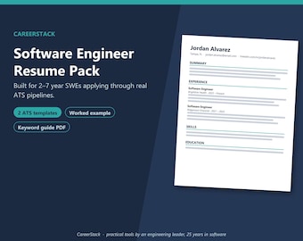 Plantilla de currículum de líder técnico compatible con ATS / Paquete de currículum de líder técnico en Word / Carta de presentación + Guía de palabras clave ATS en PDF / Paquete de currículum de líder de software