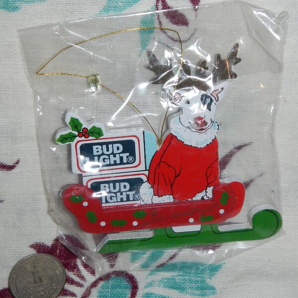 Sale ! Awesome 1987 Bud Light Spuds Spud Mackenzie Christmas Ornament NOS