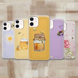 Sött bi-telefonskal med honungsbi för iPhone 17e, 16, 15, 14, 13, 12, Samsung S26, S25, S24, S23Fe, A16, A56, Pixel 10, 9Pro