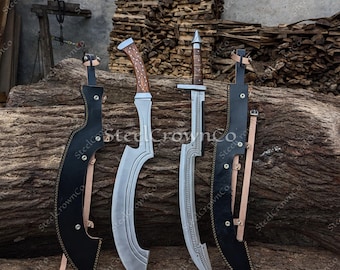 Hand Forged Egyptian Khopesh Sword, Handmade High Carbon Steel Viking Sword, Rosewood Handle
