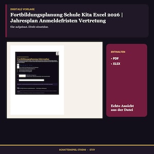 Planificación del desarrollo profesional para escuelas y guarderías en Excel 2026 | Plan anual de formación continua, plazos de inscripción, sustituciones y aprobaciones | Para la dirección | Hojas de cálculo
