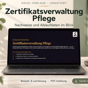 Zertifikatsverwaltung Pflege für Excel: Personalnachweise und Ablaufdaten, deutsche Vorlage | 2027