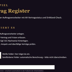 Excel-register voor gegevensverwerkingsovereenkomsten | Documenteer gegevensverwerkers, contractstatus, auditdata en gegevensoverdrachten naar derde landen | Datum onbekend