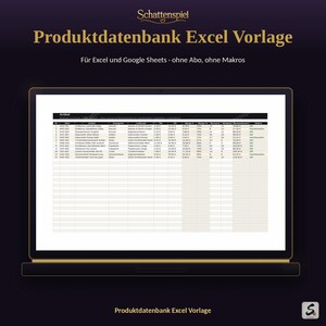 Produktdatenbank Excel Vorlage | Artikel Verwaltung Preise Bestand Marge | Kleinunternehmen Handmade Seller | Deutsch
