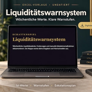 Liquidity Warning Tracker Excel | Weekly Actual Figures, Warning Levels and Action Plan | Undated German Template