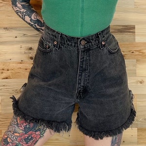 Levi&#39;s Vintage Black Jean Cut Off Shorts / Size 30