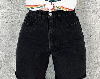 Pantalones cortos vaqueros Jordache Vintage negros de mezclilla / Talla 25 26