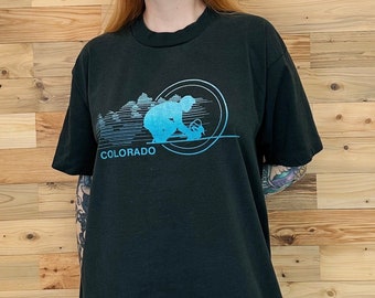 Vintage Colorado Cycling Worn Faded Travel Tee Shirt T-Shirt