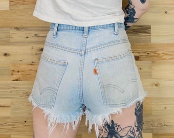 70's Levi's Orange Tab Cut Off Cheeky Jean Shorts / Size 28 29