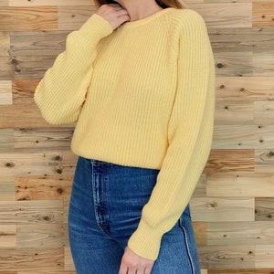 Vintage Yellow Soft Cozy Fisherman Pullover Sweater image 1
