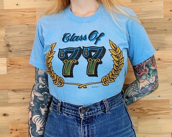 Vintage 70's Class of '77 Baby Blue Tee Shirt T-Shirt