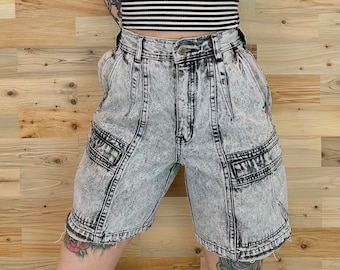 Vintage Grunge Baggy Cargo Jean Shorts / Size 28