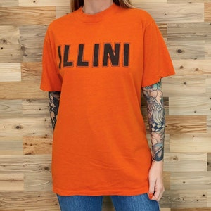 70&#39;s Vintage University of Illinois Fighting Illini Soft Retro College Tee Shirt T-Shirt