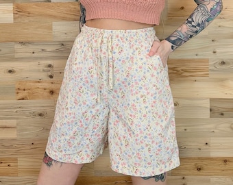 Lightweight Floral Print Casual Pull-On Summer Lounge Shorts