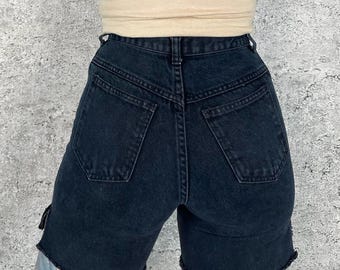 90's Vintage Cut Off Blue Jean Denim Shorts / Size 25