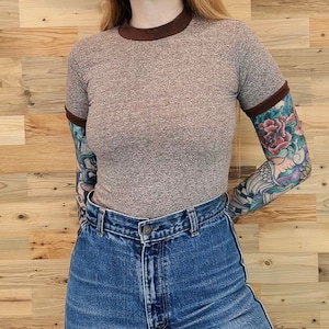 Brown Ringer Tee - Etsy