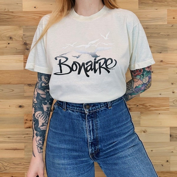 Vintage Soft Thin 80's Bonaire Retro Travel Tee Shirt T-Shirt
