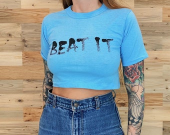 80's Vintage Beat It Cropped Tee Shirt Crop Top