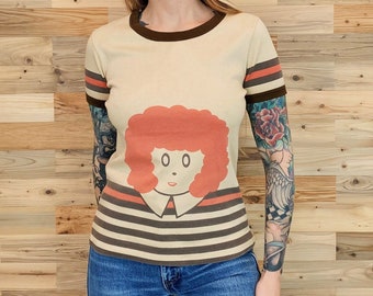 60's Vintage RARE Original Mod Little Orphan Annie Ringer Tee Shirt T-Shirt