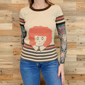 60's Vintage RARE Original Mod Little Orphan Annie Ringer Tee Shirt T-Shirt image 1