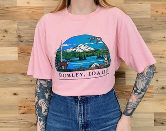 vintage 70's Burley Idaho Souvenir Nature Travel Tee T-Shirt Shirt