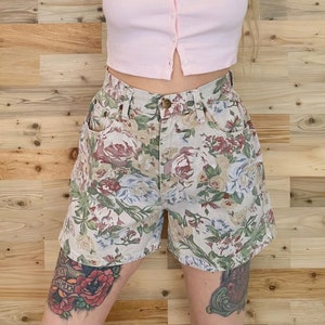 Floral jean shorts Etsy