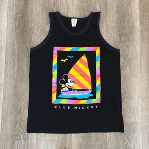 Disney 80&#39;s Vintage Club Mickey Mouse Tank Top Tee Shirt