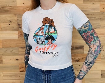 Vintage Grizzly Adventure Camp Baby Tee T-Shirt