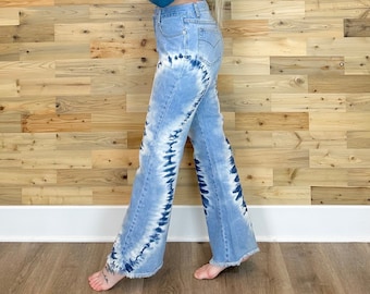 Vintage Zana Di Tie-Dyed Flare Jeans / Size 27 28