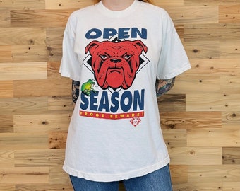 Vintage 90's Red Dog Beer Open Season Frogs Beware Tee Shirt T-Shirt