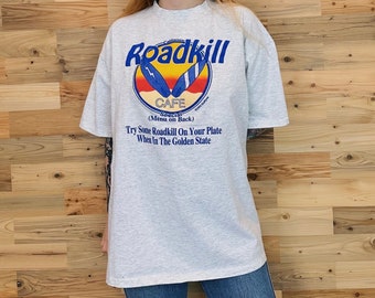 90's Vintage California Roadkill Cafe Funny T-Shirt Tee Shirt