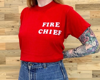 70's Vintage Soft Worn Fire Chief Tee Shirt T-Shirt