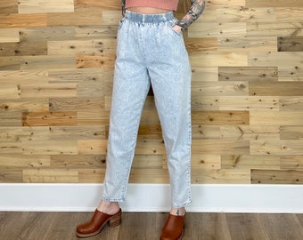 80's Vintage Pull On High Waisted Jeans / Size 25 26