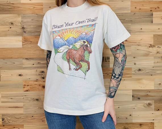 90's Blaze Your Own Trail Wild Horse Art Print Nature T Shirt