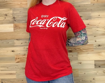 80's Vintage Coca-Cola Soft Worn Retro Brand Logo Tee Shirt T-Shirt
