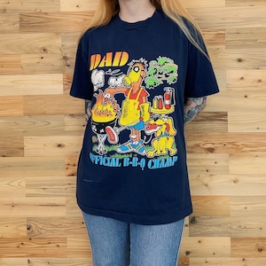 Vintage 90er Jahre lustige Papa offizielles B-B-Q Champion T-Shirt T-Shirt