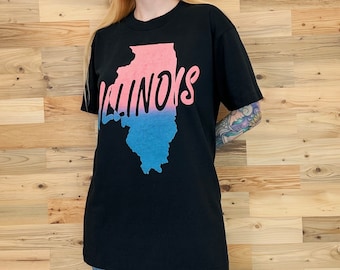 90's Vintage Illinois State Travel Tee Shirt T-Shirt