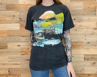 Vintage Norway Art Print Travel T Shirt