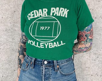 Camiseta vintage de voleibol de Cedar Park de 1977, años 70.